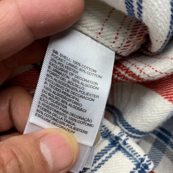 The North Face Flannel Shirt Men Medium M Plaid Orange Blue White Button Up - Picture 6 of 10